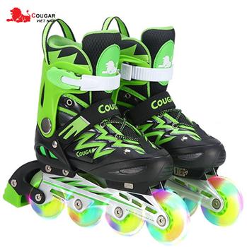 Giày trượt patin Cougar 4 bánh sáng xanh đen MZS835LQS-XD