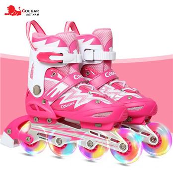 Giày trượt patin Cougar màu hồng 4 bánh sáng MZS835LQS-H